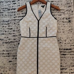 Ann Taylor 0P black and white polka dot fitted